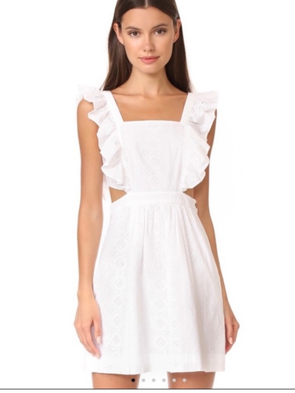 Madewell White Eyelet Ruffle Strap Mini Dress